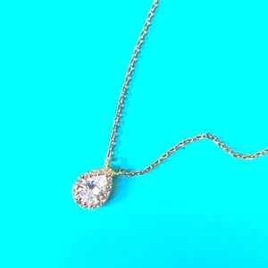18K Gold Plated  Necklace With Zirconia Diamond Accent Pendant